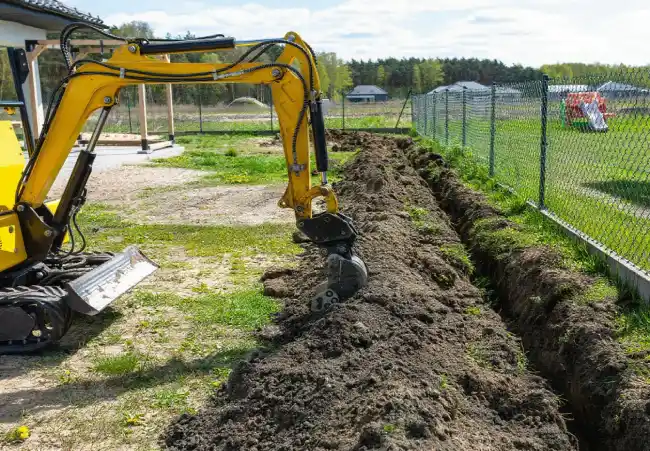 dig a straight trench with excavator