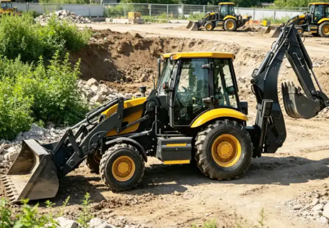 A yufan backhoe loader is in operation.